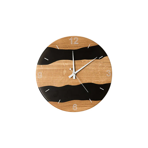 Orologio da parete Costa, in legno di quercia, resina nera trasparente