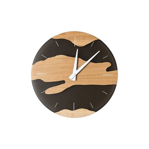 Orologio da parete Costa, in legno di quercia, resina nera trasparente