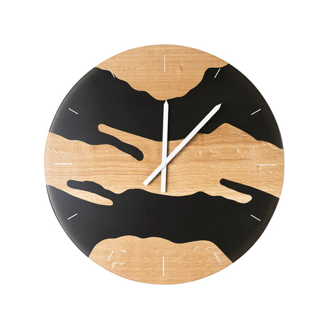Orologio da parete Costa, in legno di quercia, resina nera trasparente