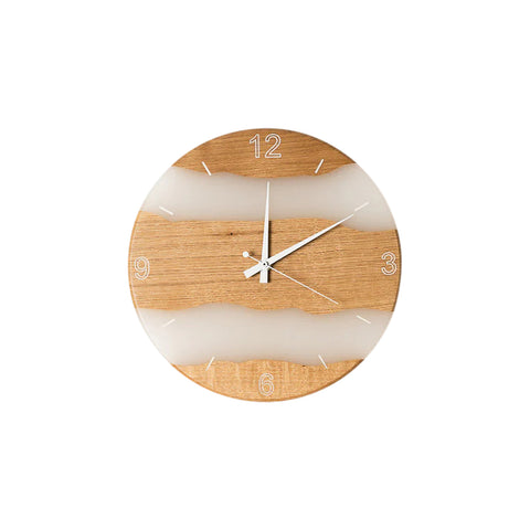 Orologio da parete Costa, in legno di quercia, resina bianca trasparente