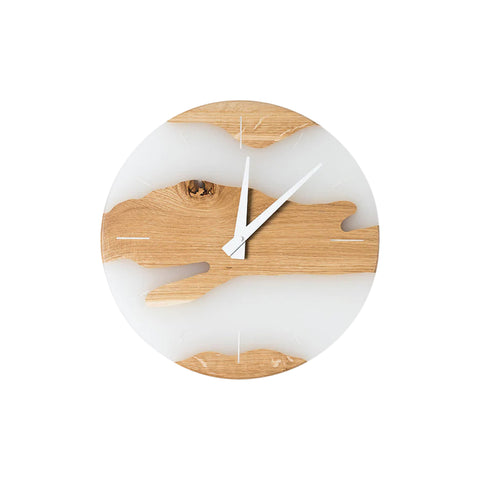 Orologio da parete Costa, in legno di quercia, resina bianca trasparente