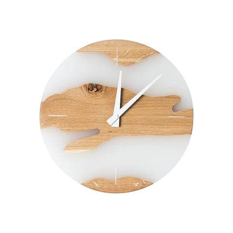 Orologio da parete Costa, in legno di quercia, resina bianca trasparente