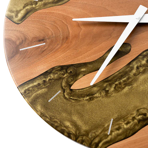 Orologio da parete Costa, legno di noce, resina oro antico