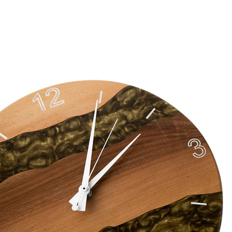 Orologio da parete Costa, legno di noce, resina oro antico