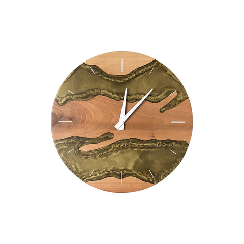 Orologio da parete Costa, legno di noce, resina oro antico