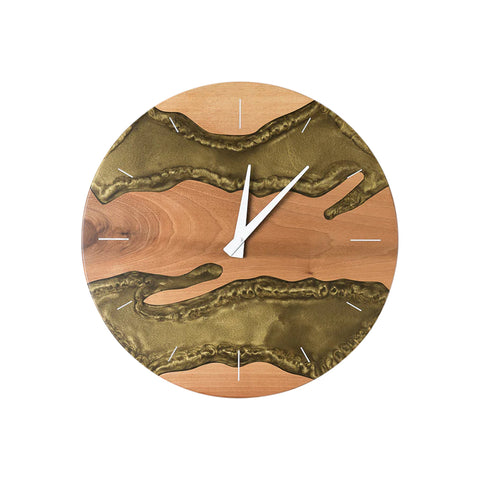Orologio da parete Costa, legno di noce, resina oro antico