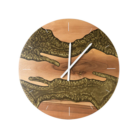 Orologio da parete Costa, legno di noce, resina oro antico