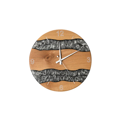Orologio da parete Costa, legno di noce, resina grigio perla