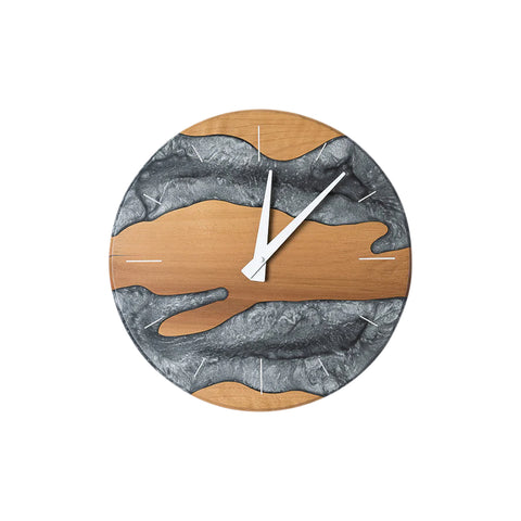 Orologio da parete Costa, legno di noce, resina grigio perla