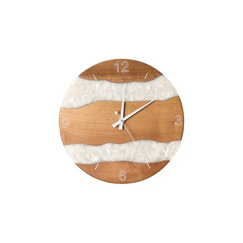 Orologio da parete Costa, legno di noce, resina bianco perla