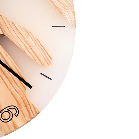 Orologio da parete Costa Diametro 40 Cm, Legno di Frassino, Resina Bianca