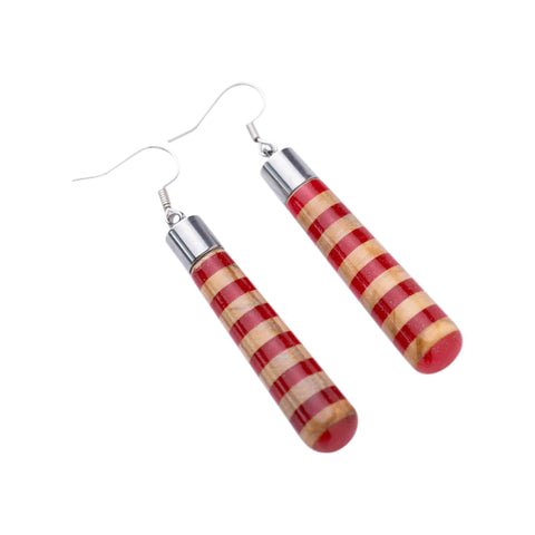Orecchini Gemma Line Cylinder, Legno d'Ulivo