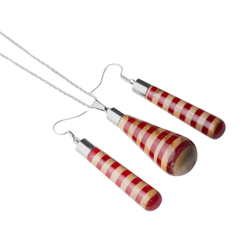 Set collana/orecchini Gemma Line, legno d'ulivo
