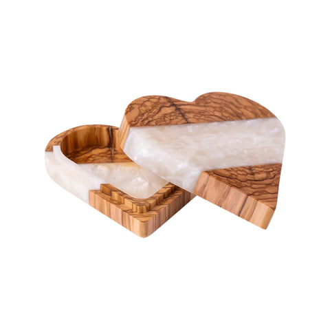 Portagioie Heart, legno d'ulivo