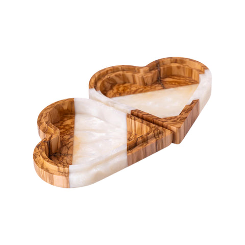 Portagioie Heart, legno d'ulivo