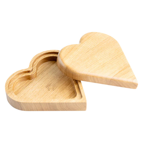 Portagioie a forma di cuore, in legno di quercia