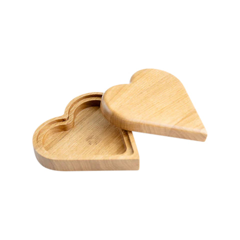 Portagioie a forma di cuore, in legno di quercia