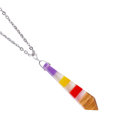 Collana con cravatta Iris, legno d'ulivo
