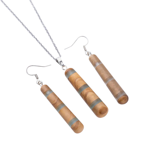 Set collana/orecchini Marta Line, legno d'ulivo