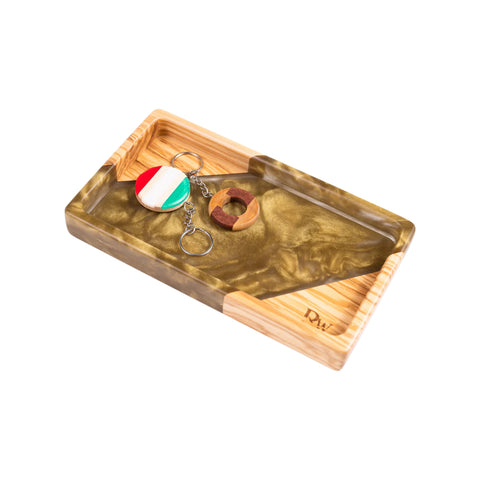 Svuotatasche rettangolare Valet, legno d'ulivo