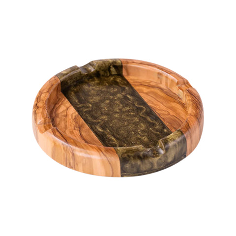 Posacenere rotondo, legno di ulivo