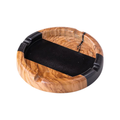 Posacenere rotondo, legno di ulivo