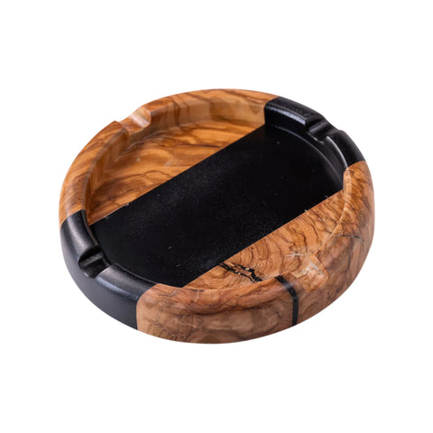 Posacenere rotondo, legno di ulivo