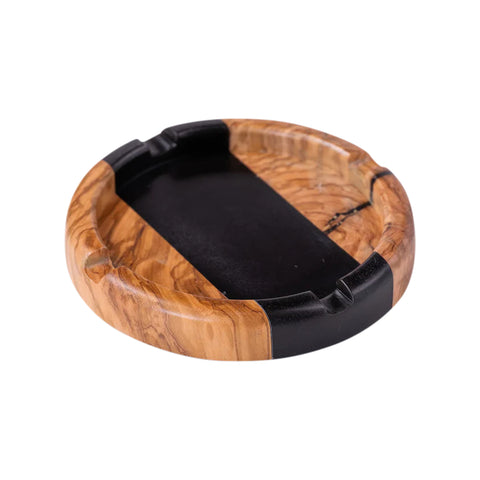 Posacenere rotondo, legno di ulivo