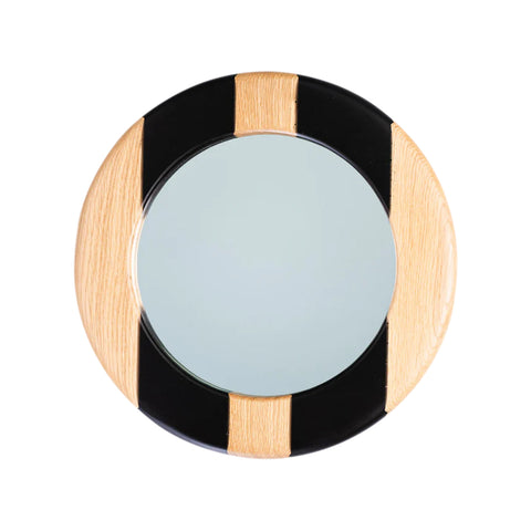 Specchio rotondo, legno di quercia