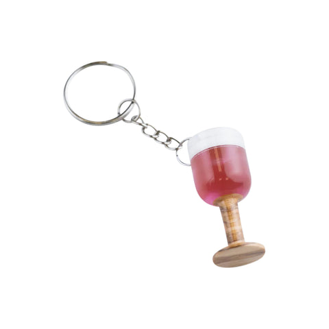 Portachiavi a forma di calice da vino, in legno di ulivo