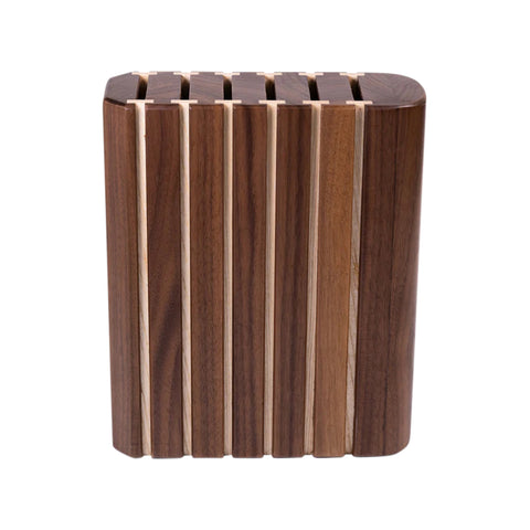 Ceppo portacoltelli Zebra con 6 coltelli, legno di noce e frassino