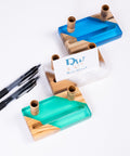 Business card holder with 2 pen holders-ReinWood