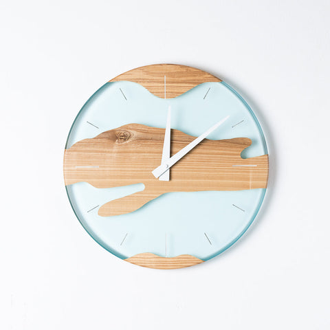 Costa Wall Clock, Ash - Water Resin-ReinWood