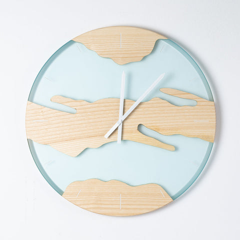 Costa Wall Clock, Ash - Water Resin-ReinWood