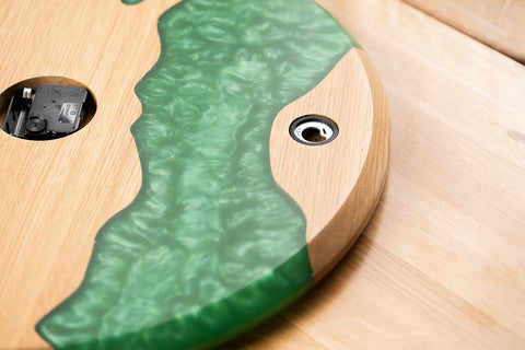 Costa Wall Clock, Oak - Pearl Green Resin-ReinWood