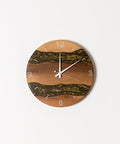 Costa Wall Clock, Walnut- Antique Gold Resin-ReinWood