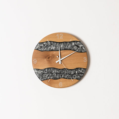 Costa Wall Clock, Walnut - Pearl Gray Resin-ReinWood