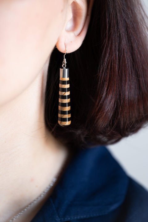 Gemma line cylinder earrings-ReinWood