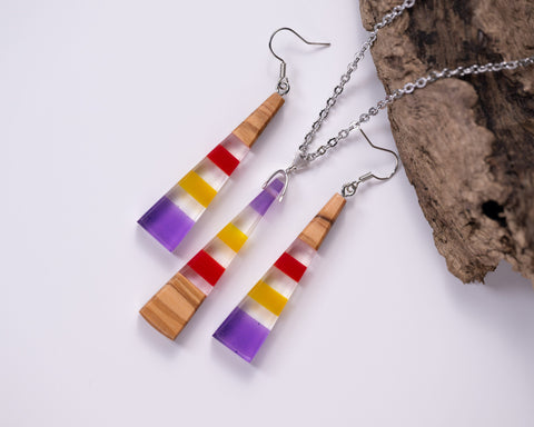 Iris triangle necklace/earring set-ReinWood